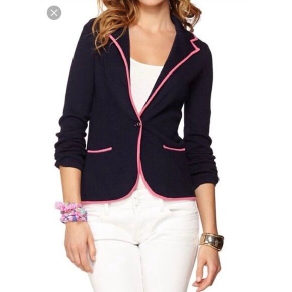 Lilly Pulitzer Blue Melissa Knit Sweater Blazer - Picture 1 of 6